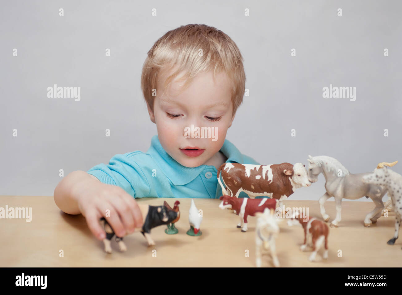 playing with toy animals