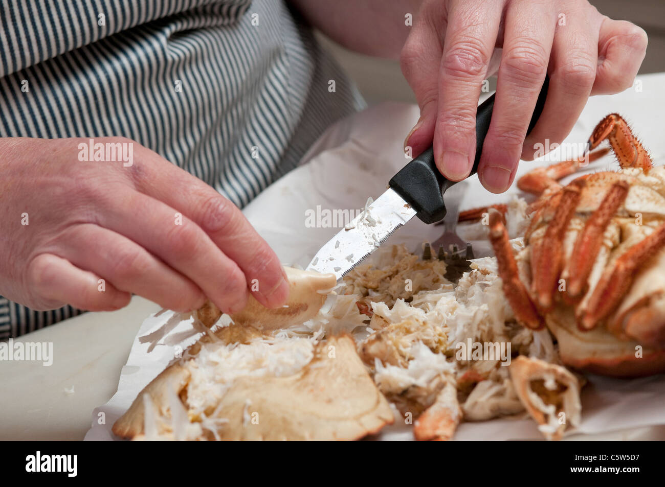preparing dressed crab Stock Photo - Alamy