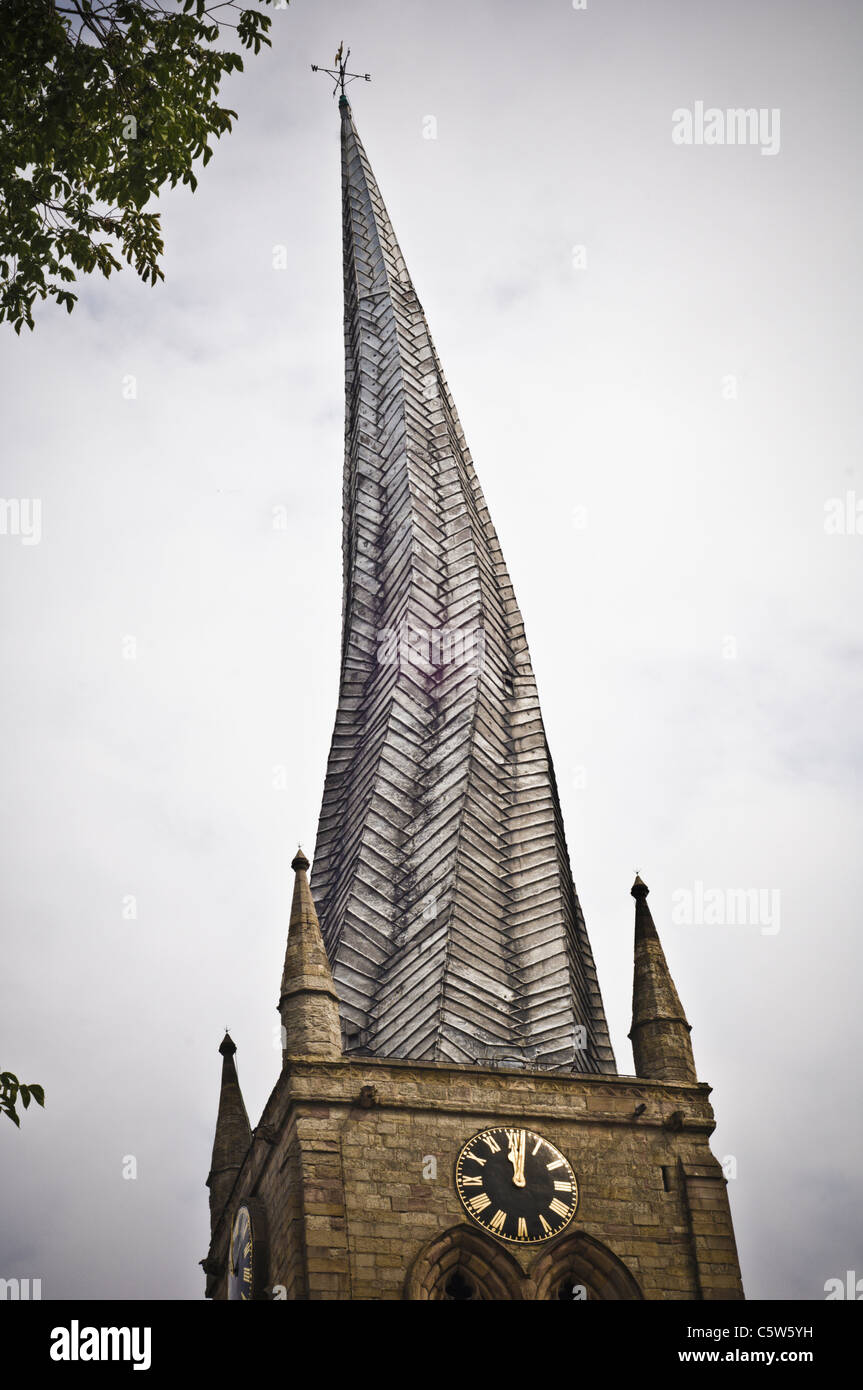 The famous crooked spire of Chesterfield Parish Church. UK Stock Photo ...