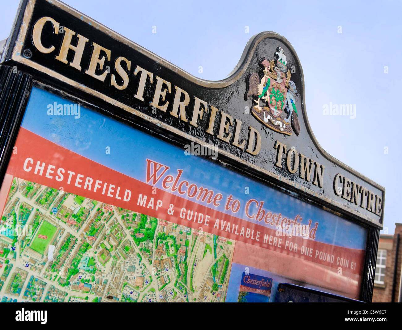 Tourist  map of Chesterfield town centre. Stock Photo