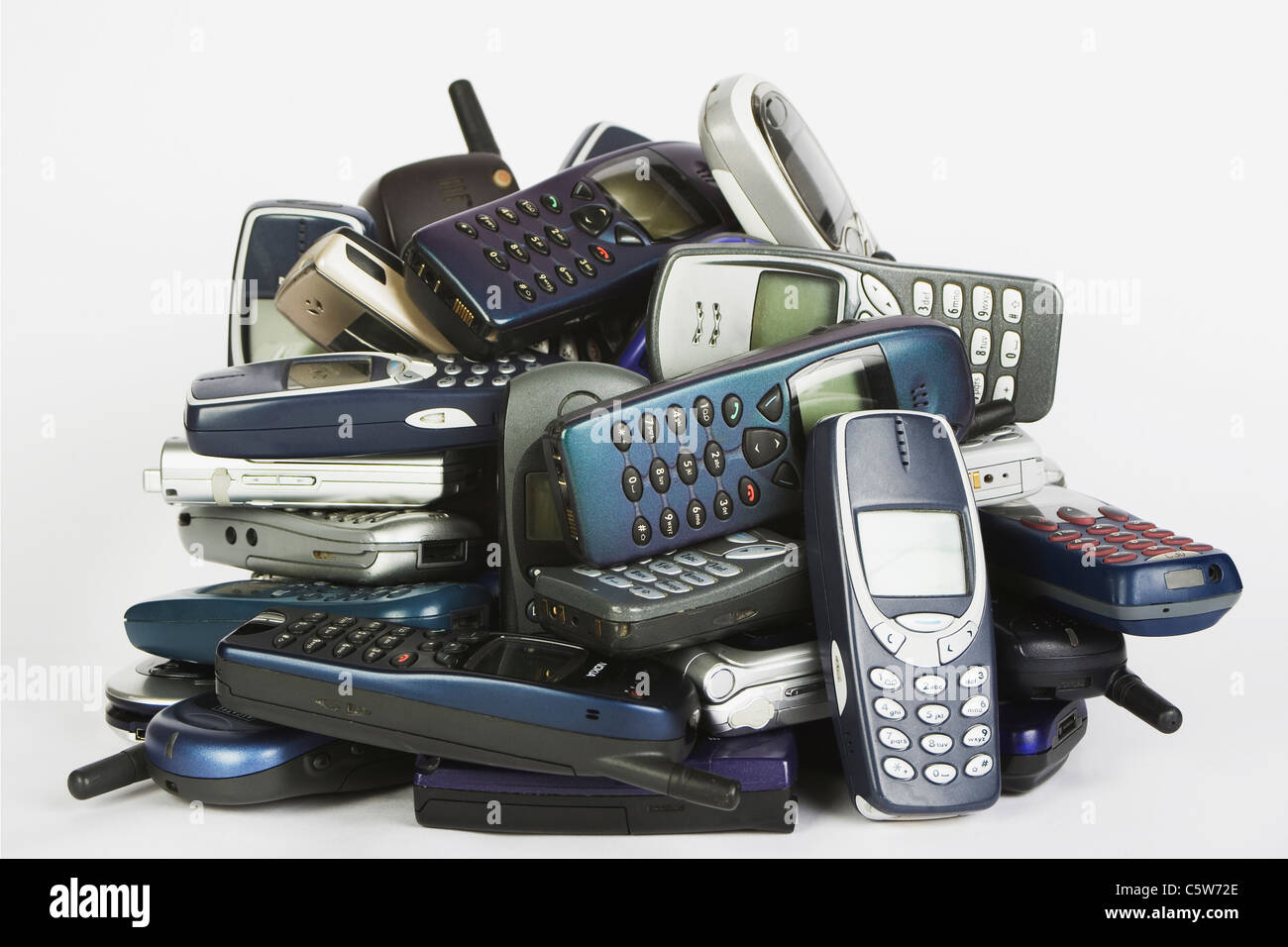 Old mobile phones, close-up Stock Photo