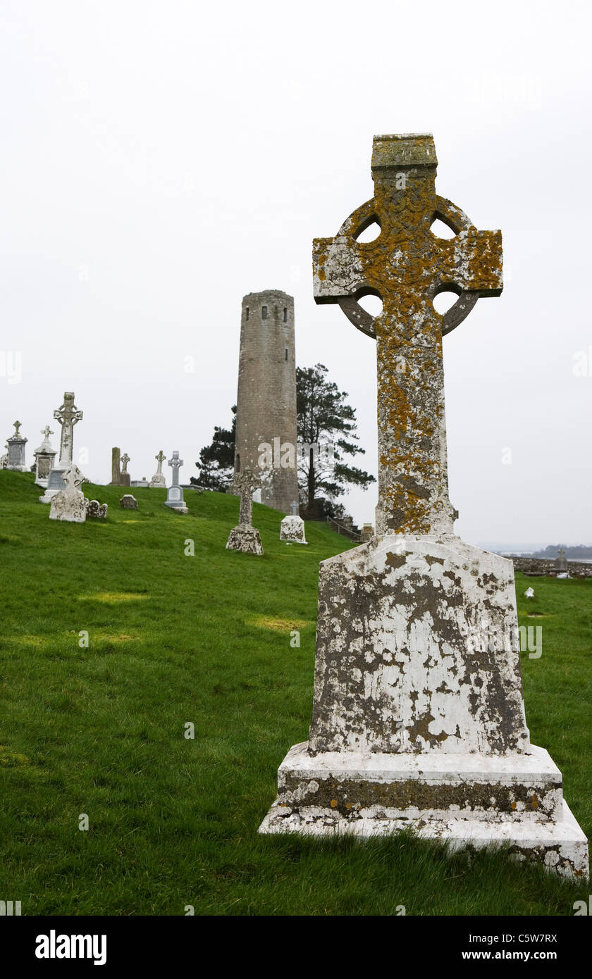 Ireland, County Offaly, Clonmacnoise, Celtic graves Stock Photo