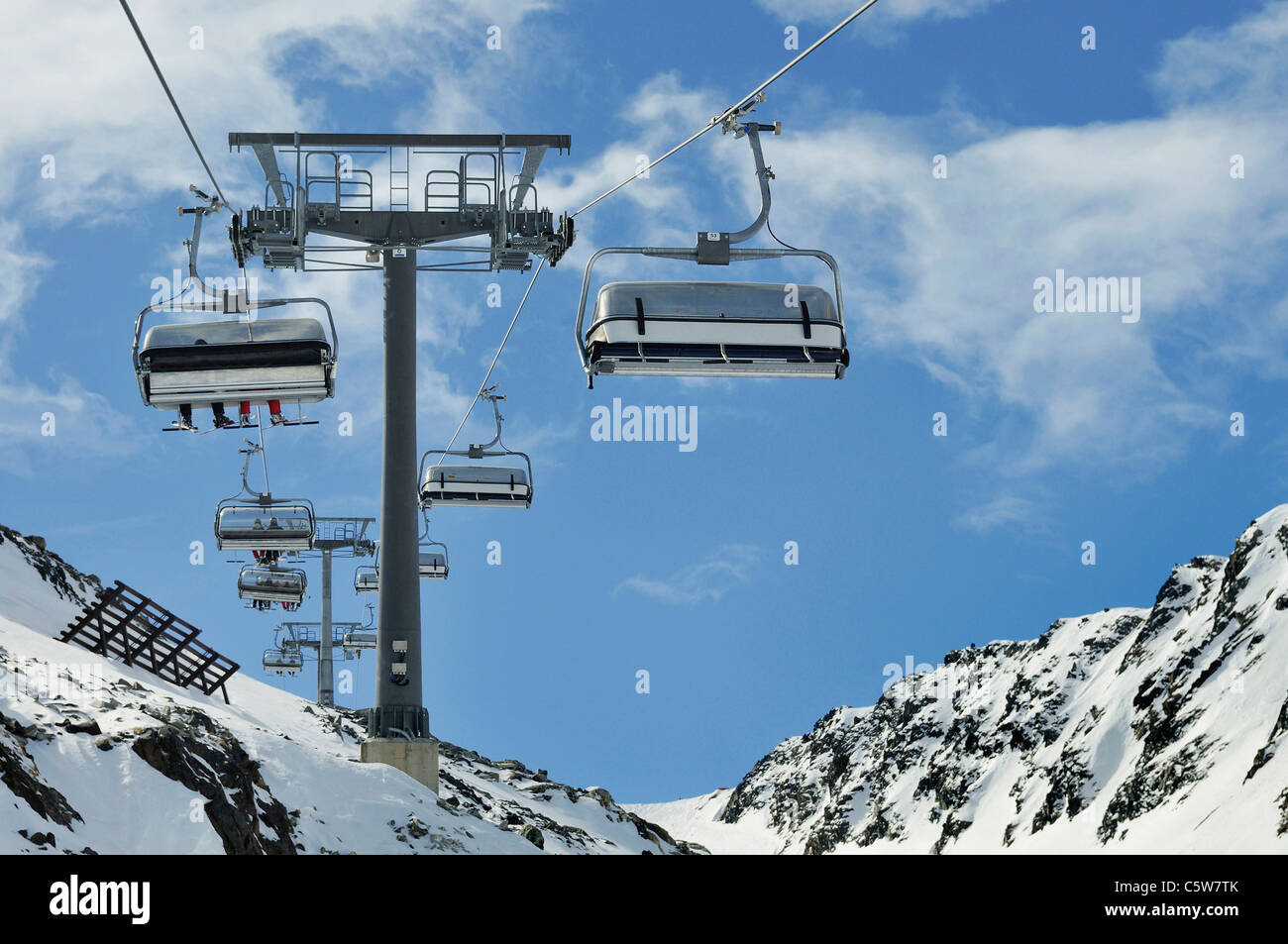 Austria, Tyrol, Stubai Glacier, Fernau Ski lift Stock Photo
