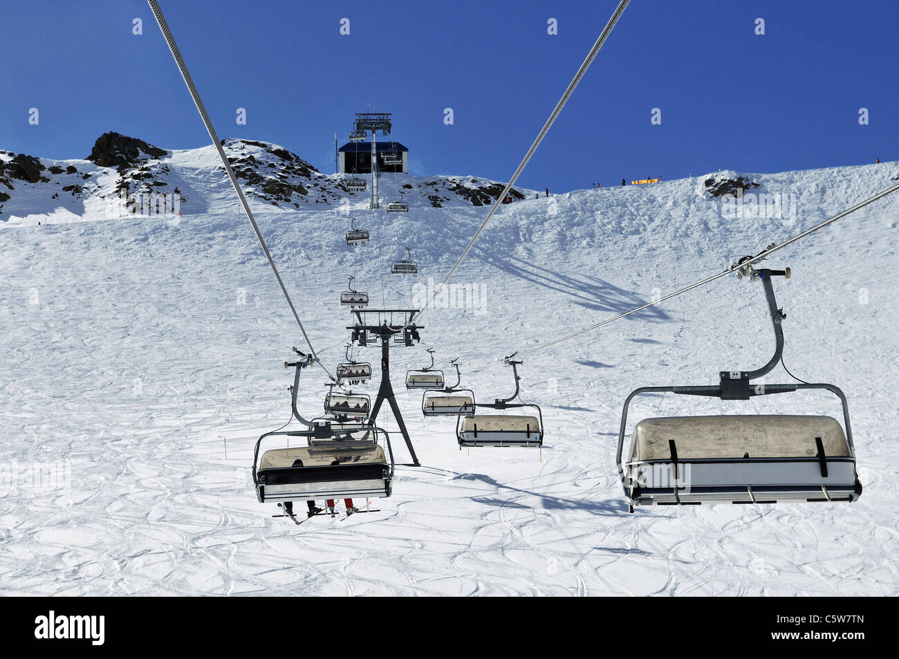 Austria, Tyrol, Stubai Glacier, Fernau Ski lift Stock Photo