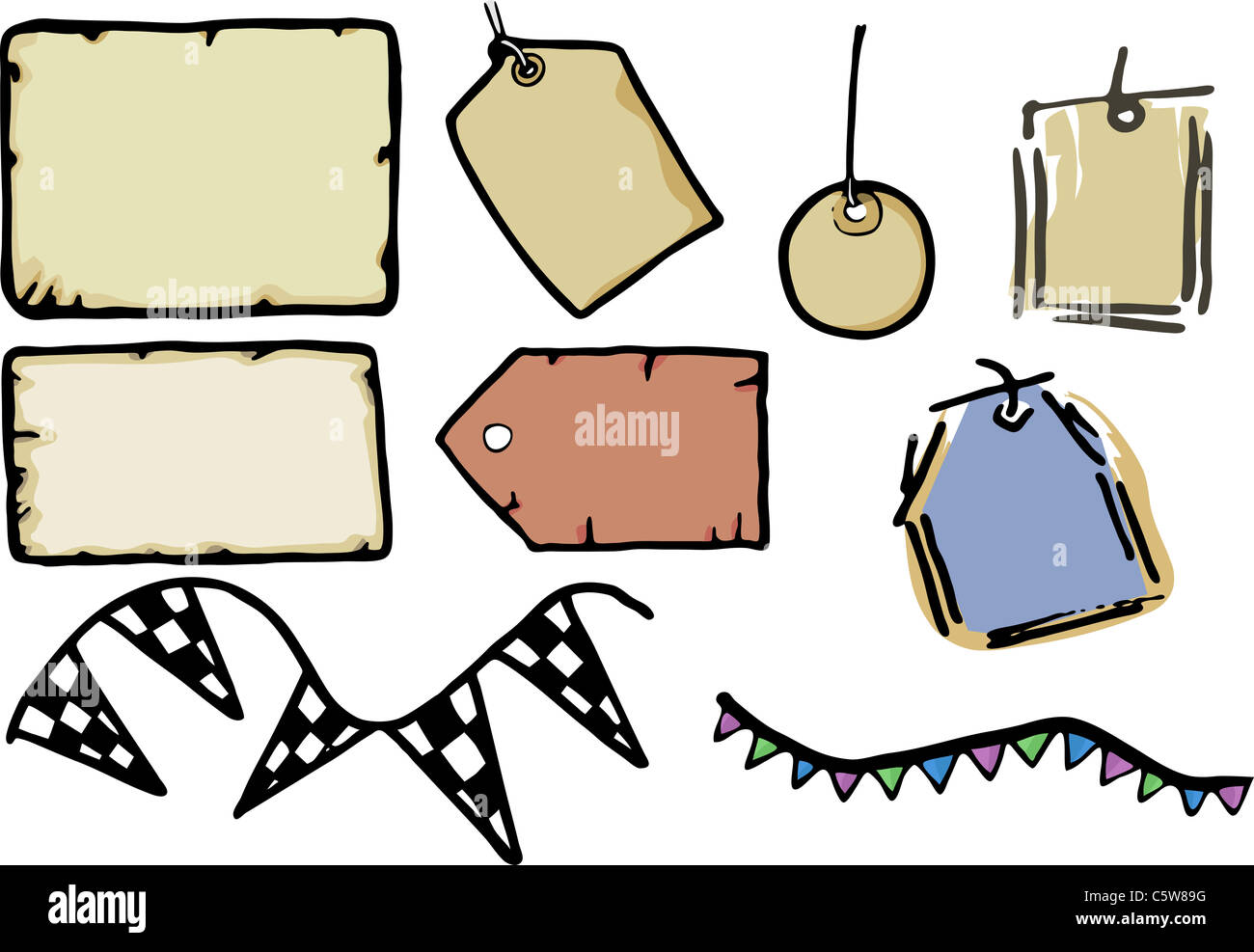 Set of 9 isolated advertising and scrapbooking designs Stock Photo Alamy