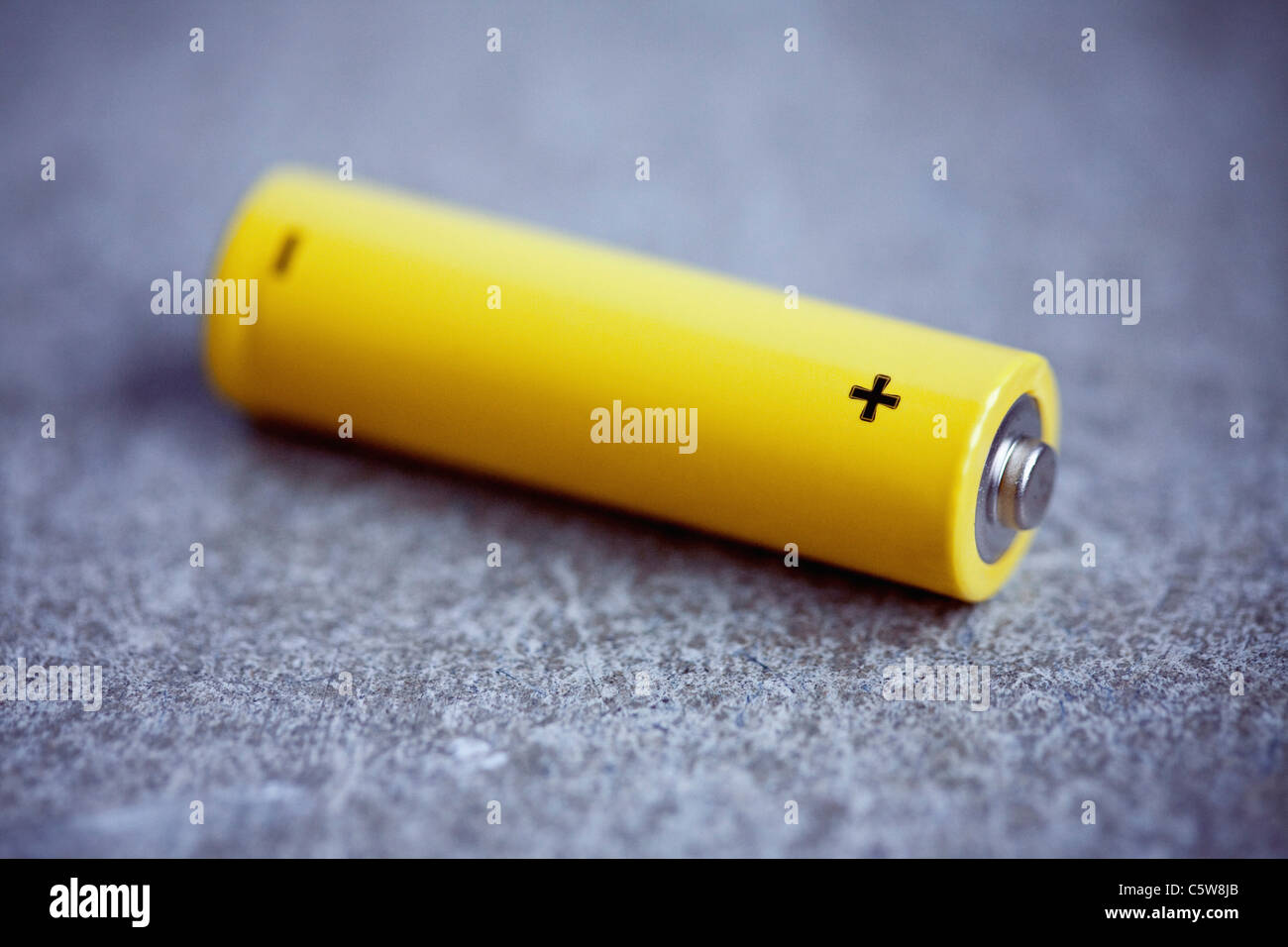 Yellow battery, close up Stock Photo