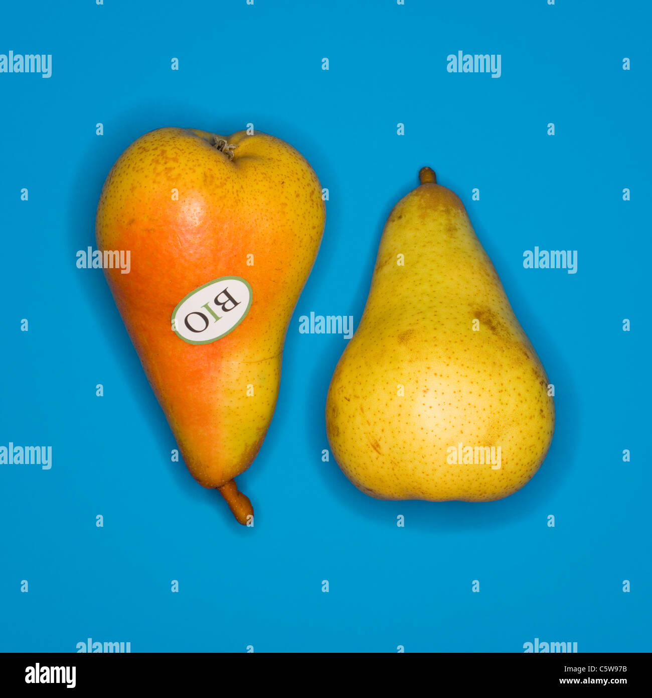 Organic pears, elevated view Stock Photo Alamy