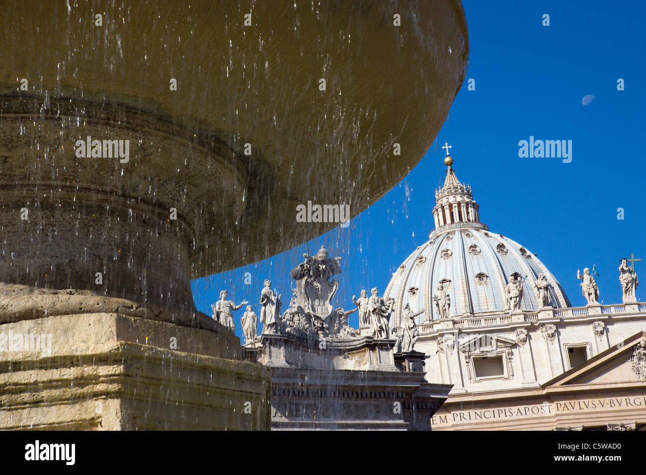 Italy, Rome, Vatican City, Basilica of Saint Peter, fountain in