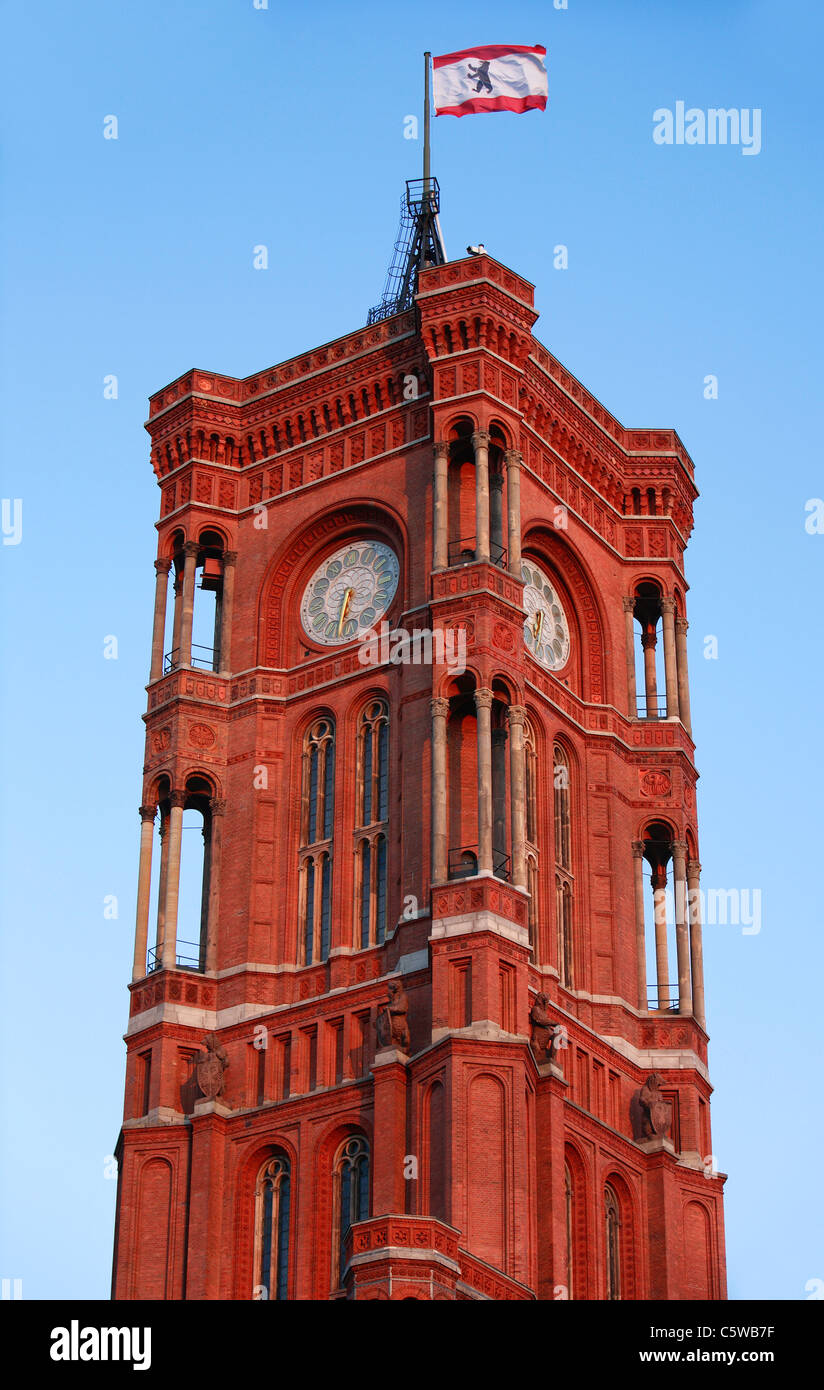 Germany, Berlin, Clock tower of the Town Hall, Red Town Hall Stock Photo