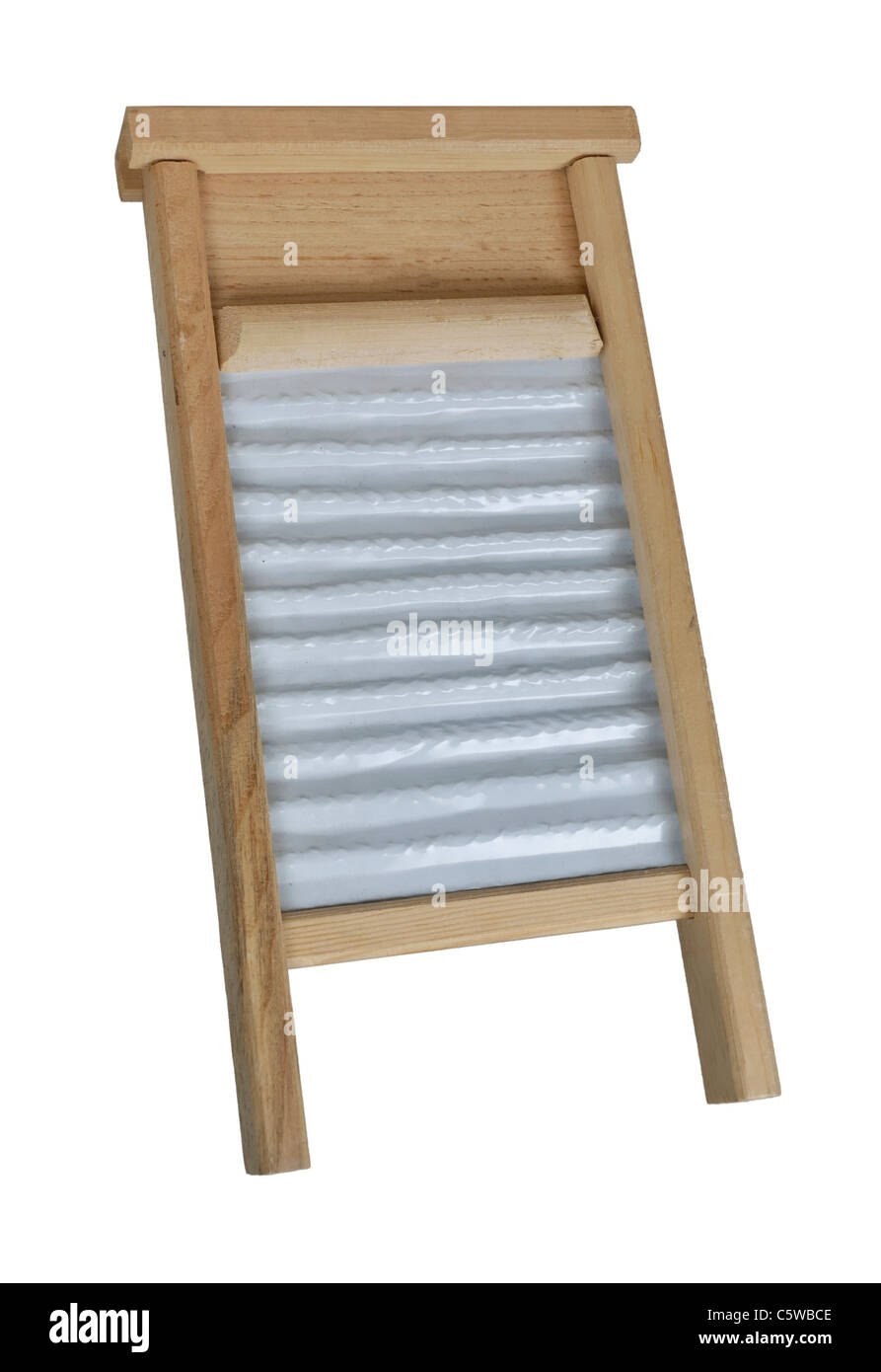 Retro wood and metal washboard used to wash clothing path included