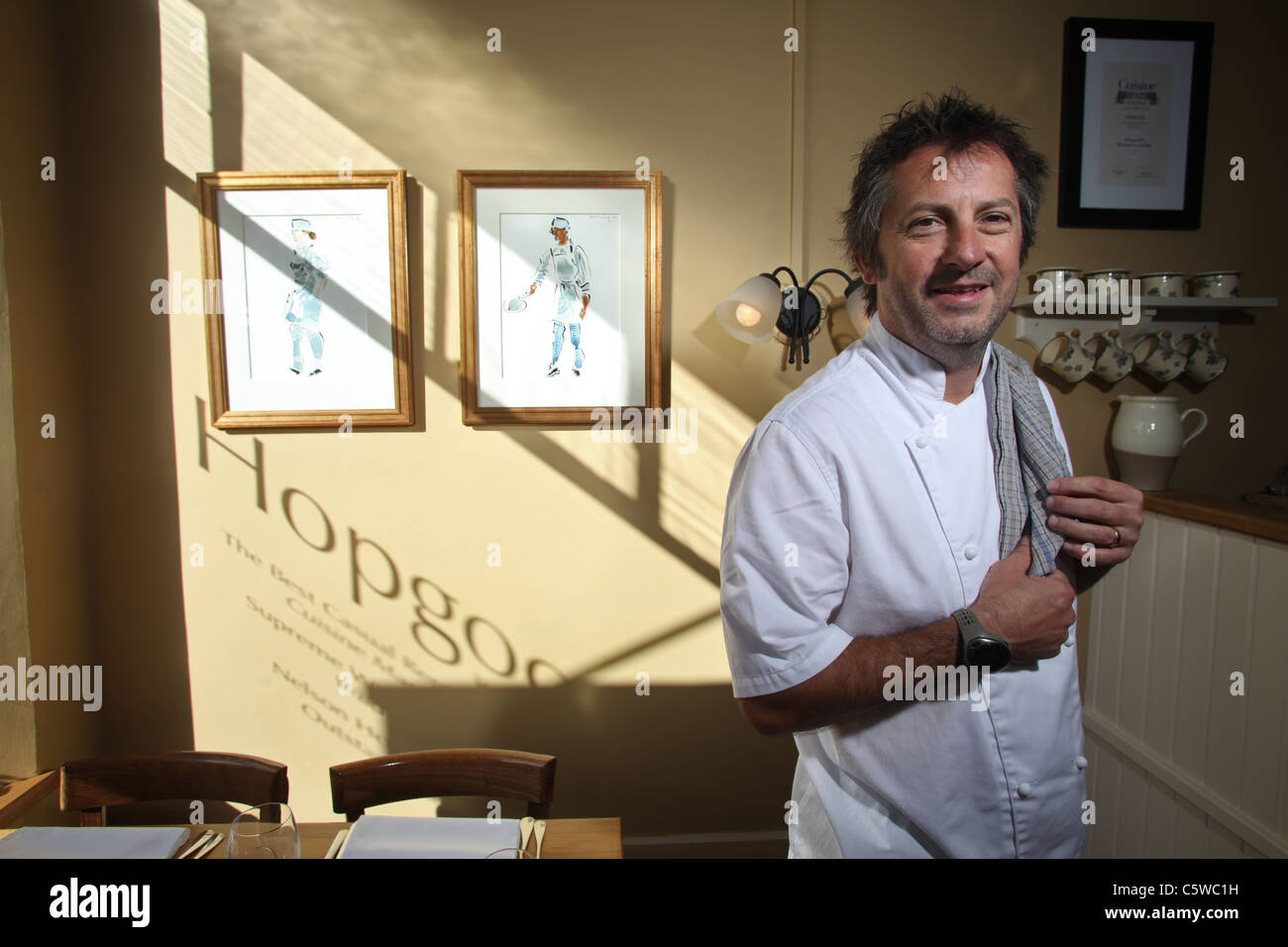 Award winning chef Kevin Hopgood in his restaurant in Nelson, New Zealand Stock Photo