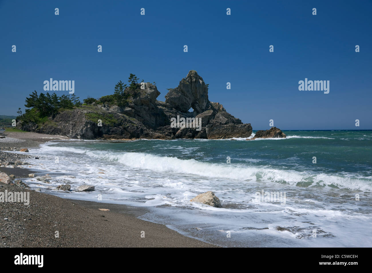 Sosogi Beach and Window Rock, Wajima, Ishikawa, Japan Stock Photo