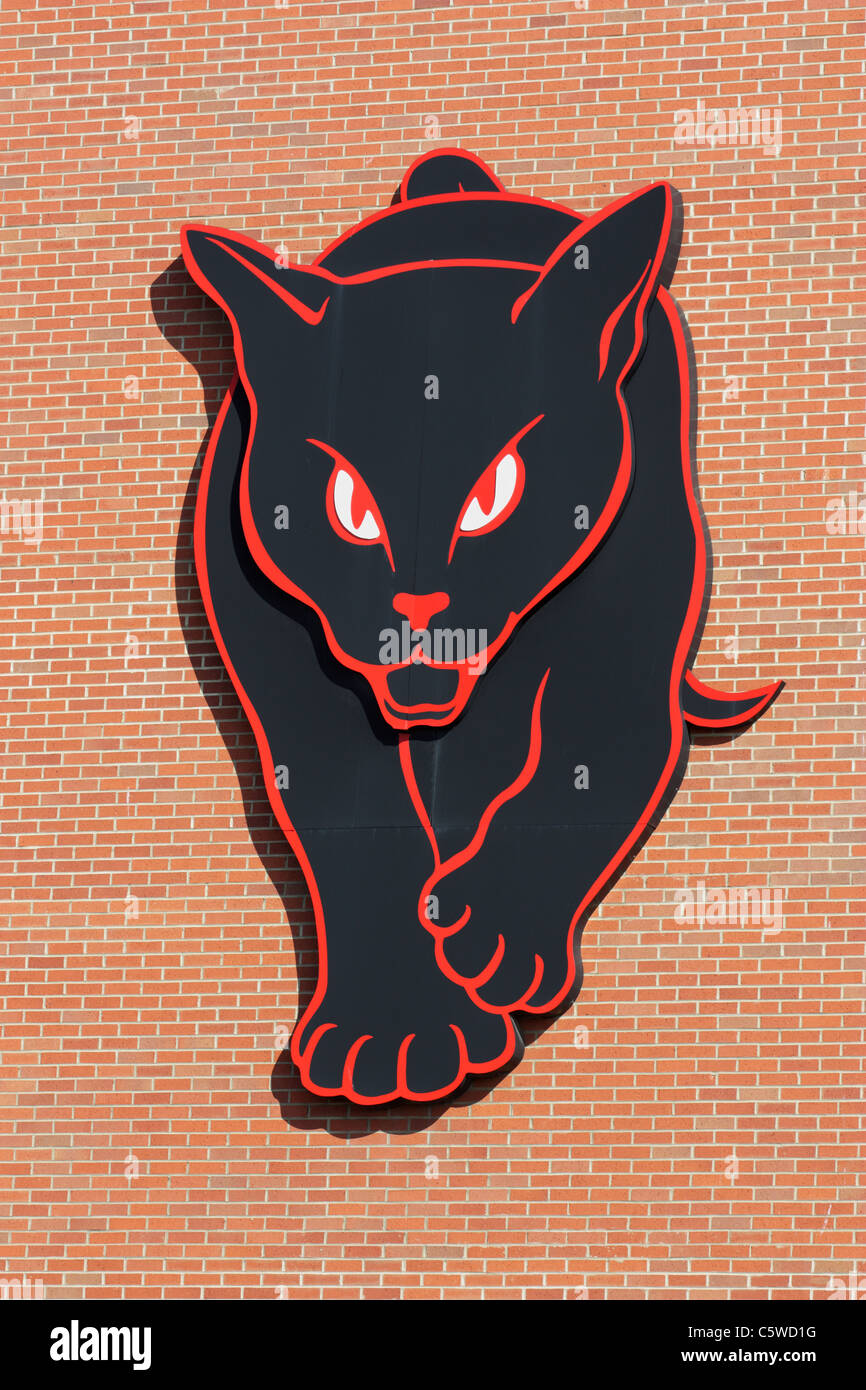 Black Cats motif of Sunderland football club at the  Stadium of Light, Tyne and Wear, north east England, UK Stock Photo