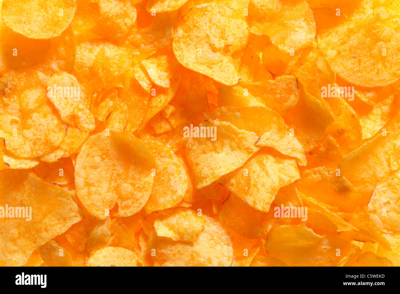 Potato chips, full frame, close-up Stock Photo