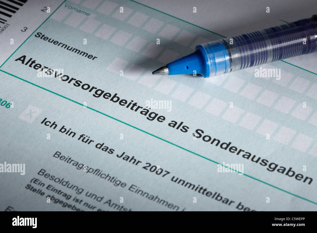 German tax return form, closeup Stock Photo Alamy