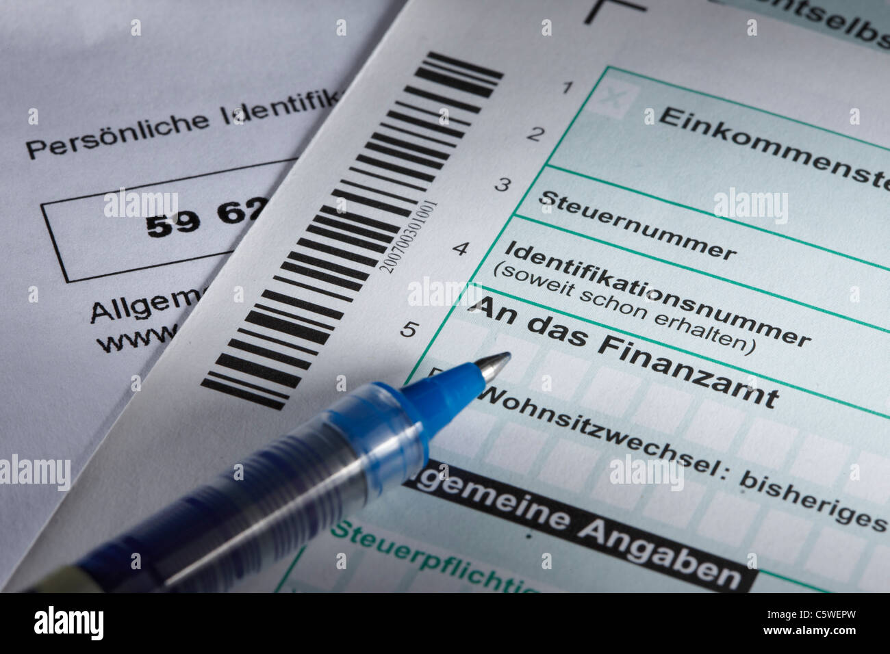 German tax return form, closeup Stock Photo Alamy