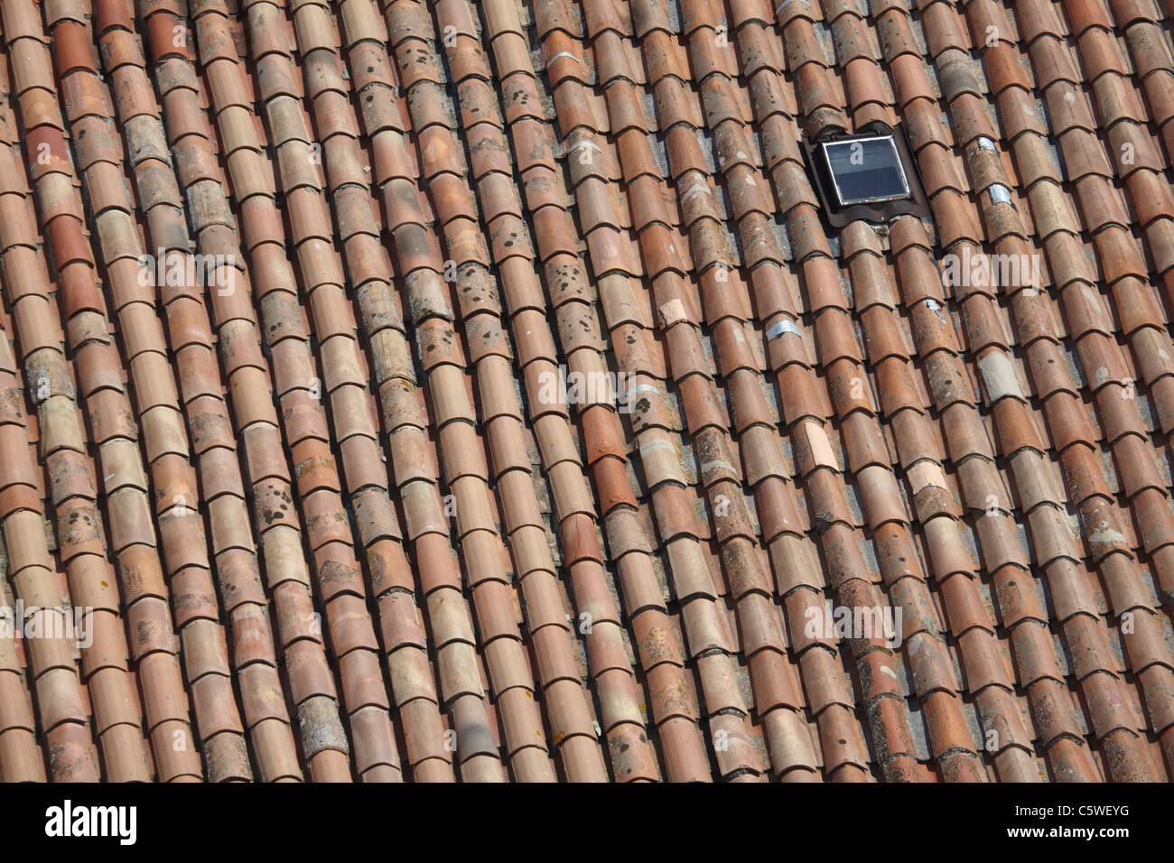 France, Tiled roof and dormer window Stock Photo