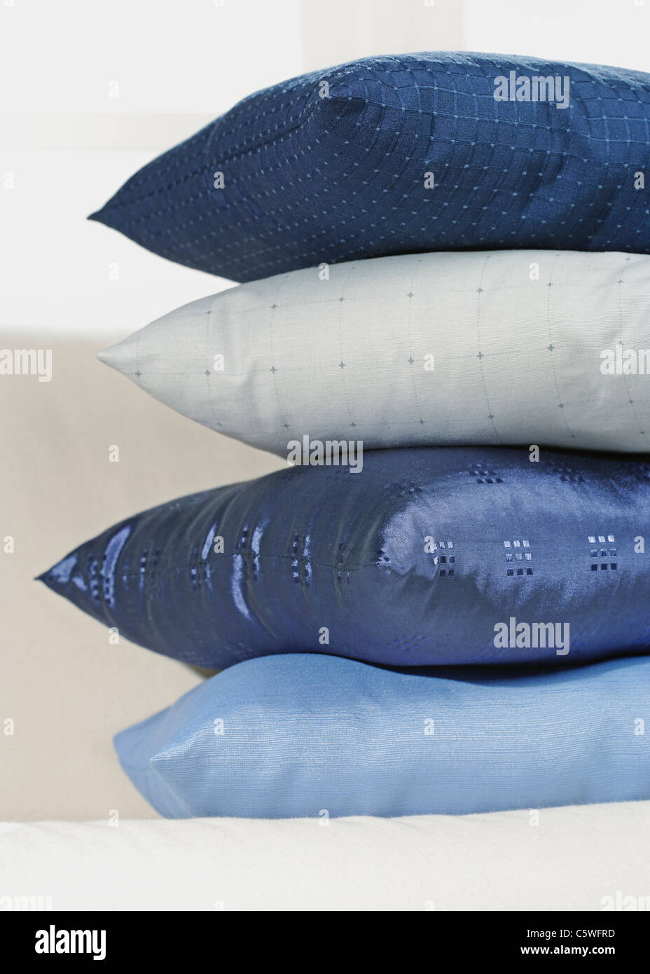 Stack of pillows, close up Stock Photo