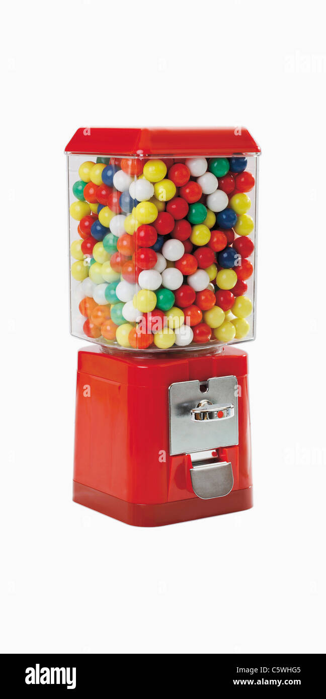 Gumball machine against white background, close up Stock Photo