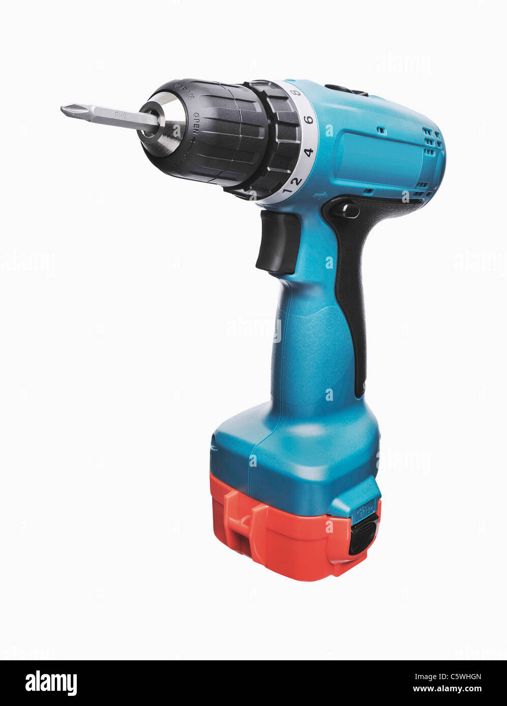 Cordless screwdriver against white background, close up Stock Photo Alamy