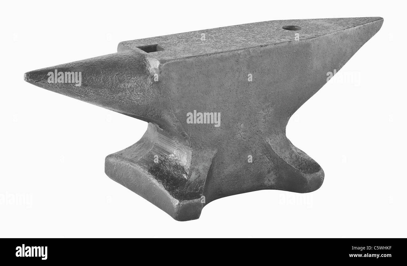 Anvil against white background, close up Stock Photo