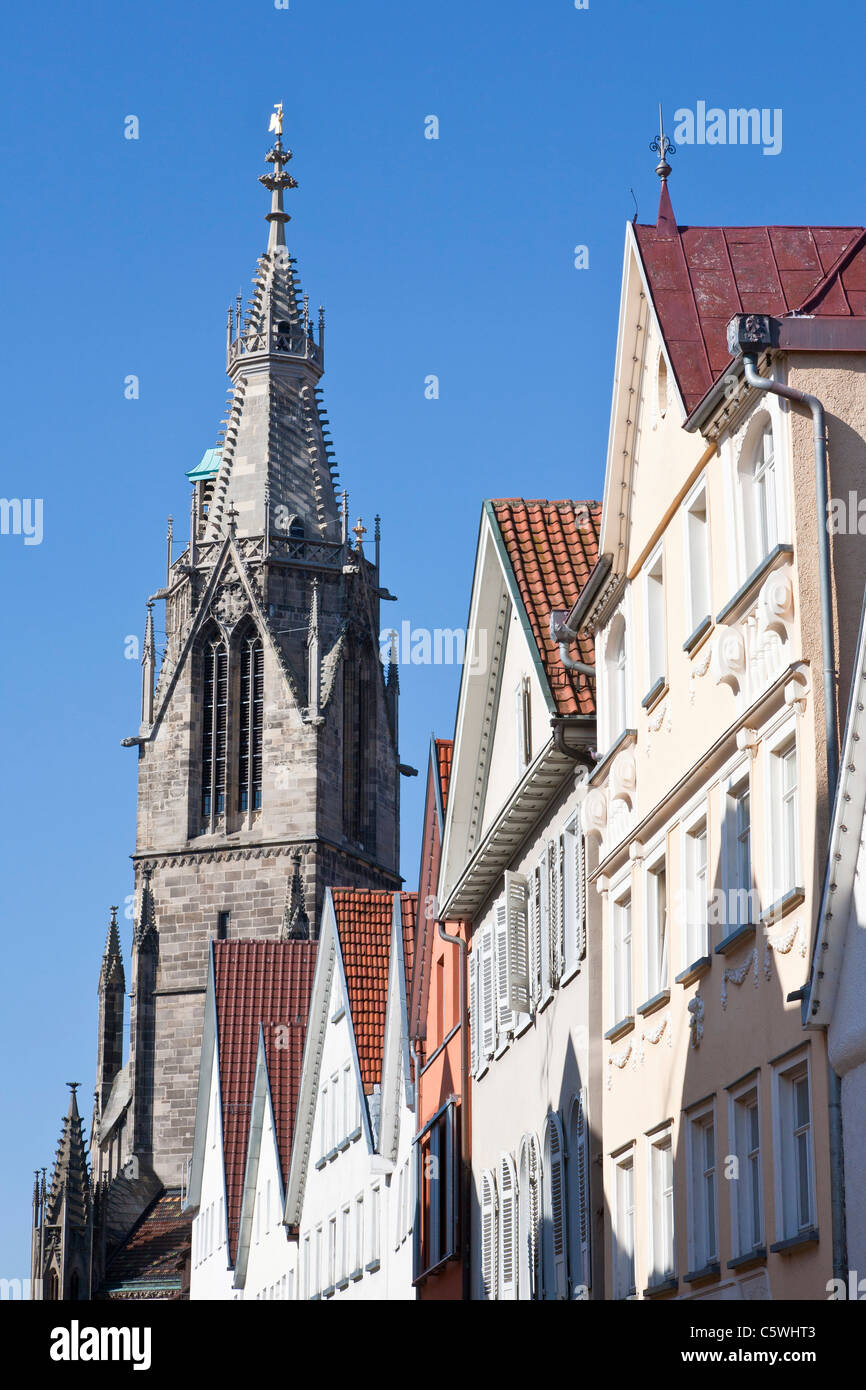 Germany, Baden-WÃ¼rttemberg, Swabian, Reutlingen, Wilhelmstrasse, View of Marienkirche Church Stock Photo