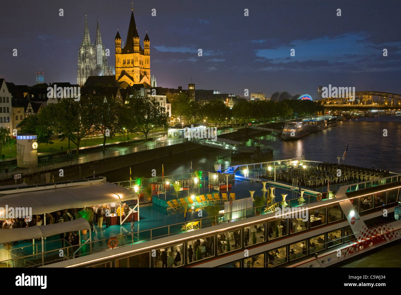 Germany, Cologne, City view at night Stock Photo - Alamy