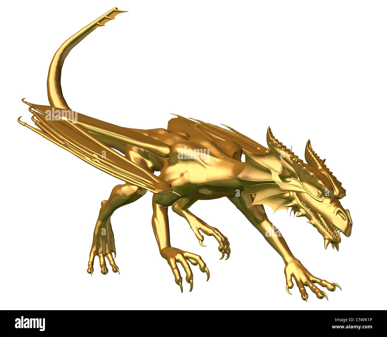 Golden Dragon Statue prowling Stock Photo Alamy