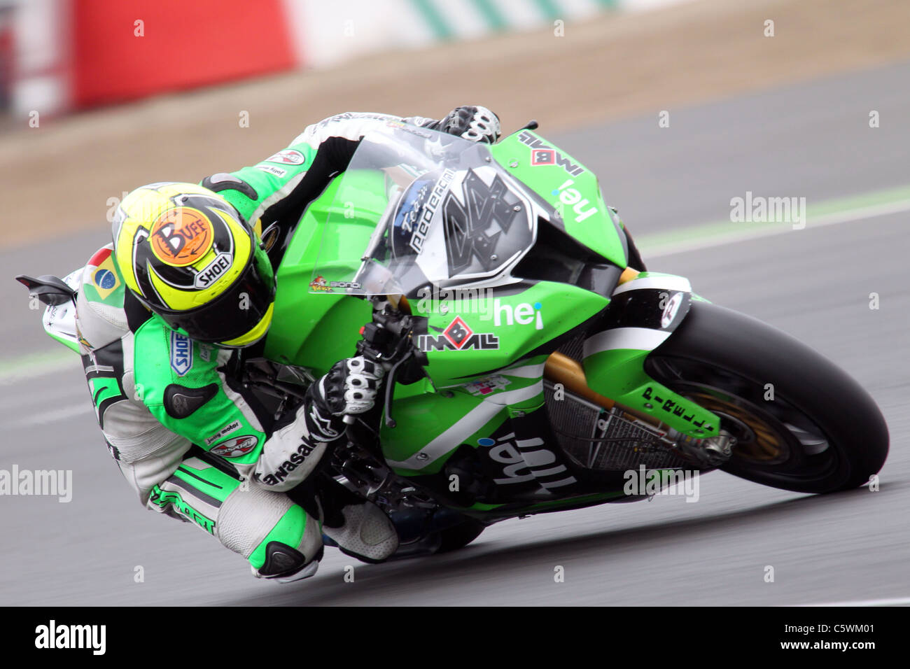 Robero Rolfo exits Club during WSB race at Silverstone Stock Photo