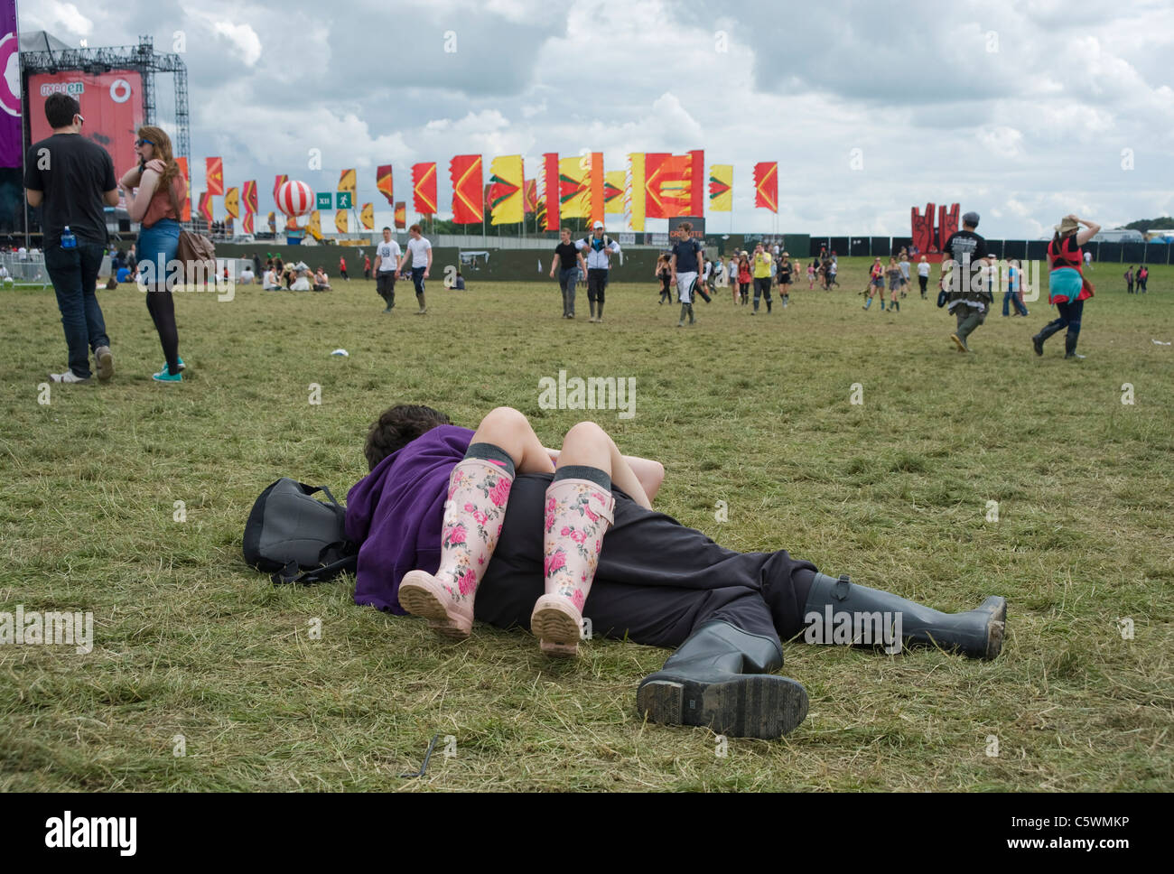 Couple at Oxegen festival, Punchestown racecourse, Naas, County Kildare. Stock Photo
