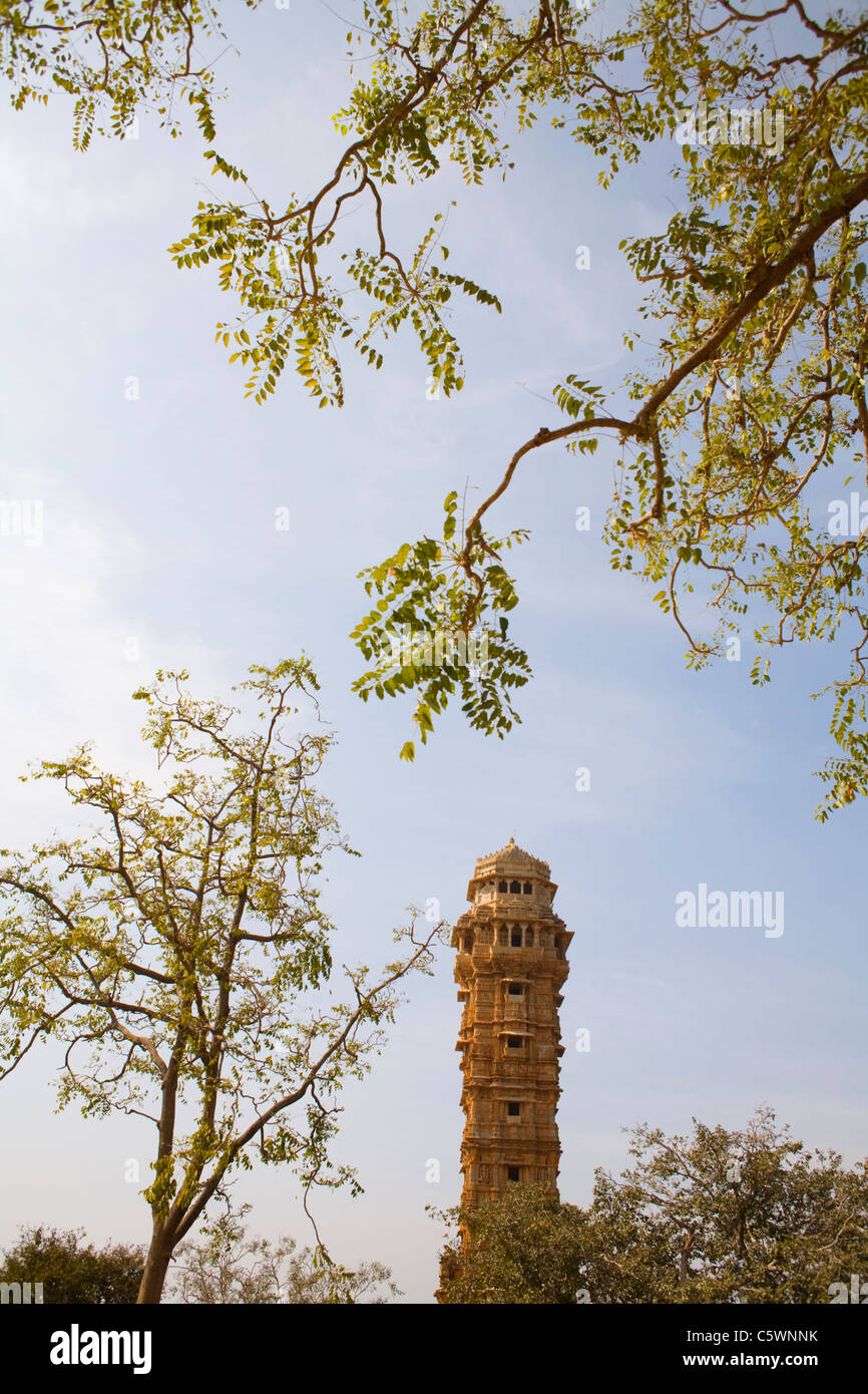 Tower of Victory (Vijaya Stambha) Chittorgarh Fort, Rajasthan, India Stock Photo