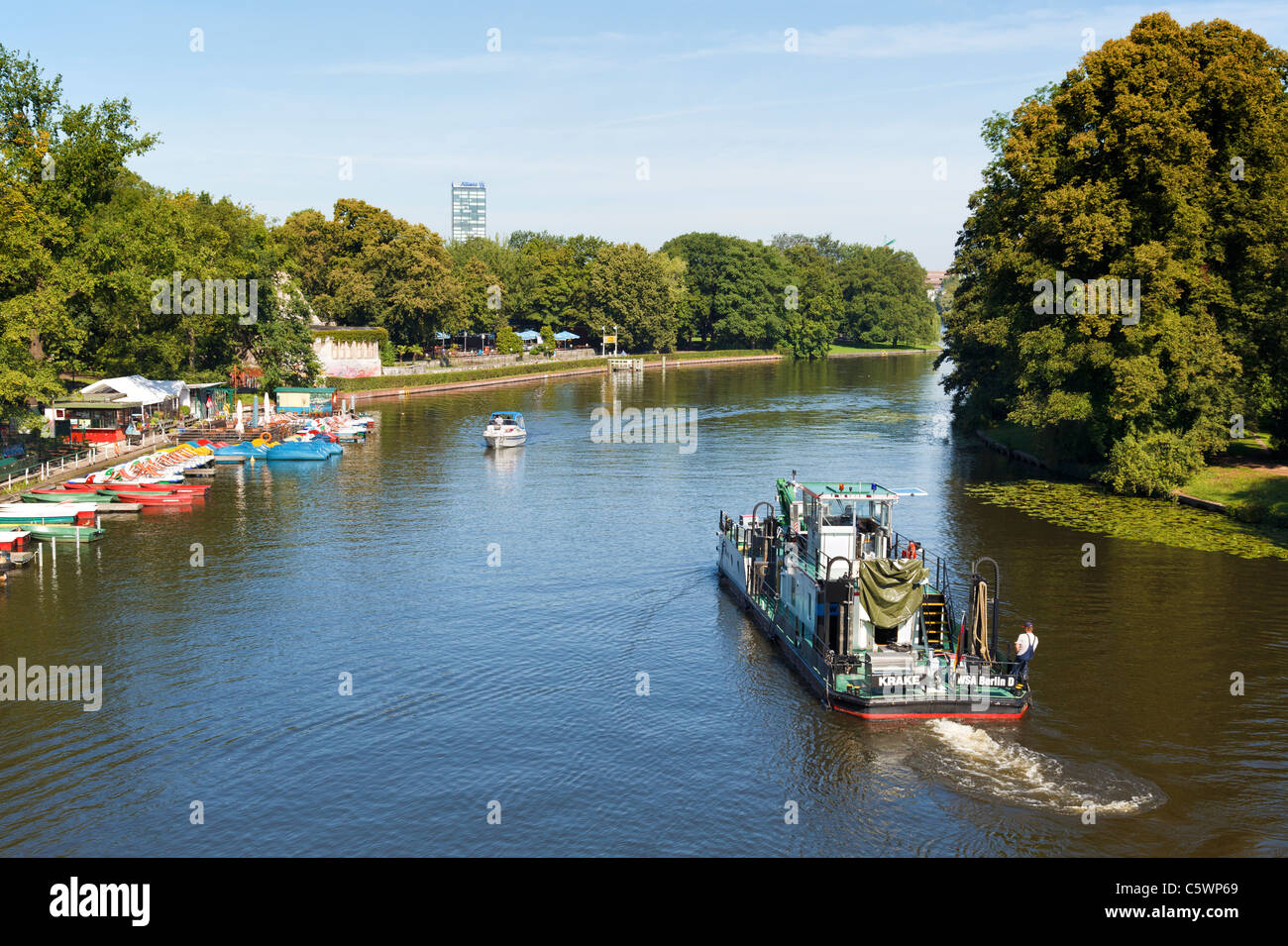 River Spree by Treptower Park, Berlin, Germany Stock Photo