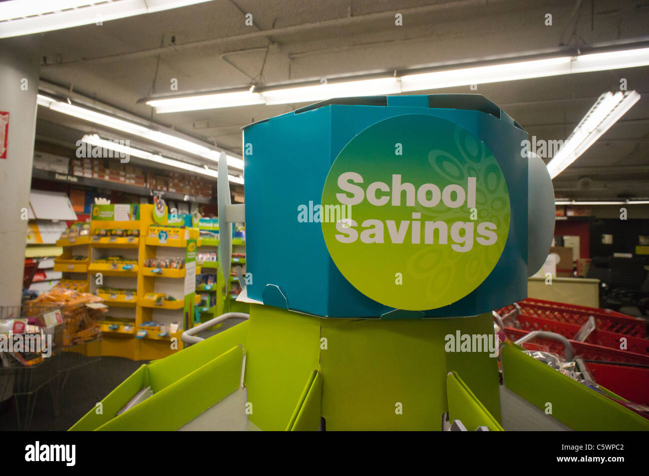 Back to school supplies are seen in a Staples office supply store in