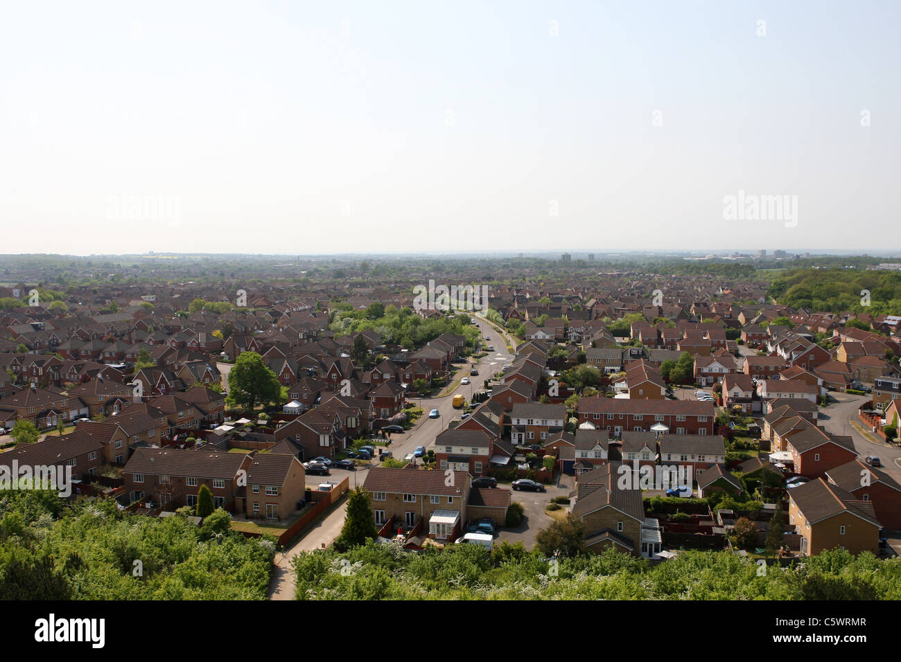 Aerial View Of Houses Across Church Langley In Harlow Essex Stock Aerial View Of Houses Across Church Langley In Harlow Essex Stock