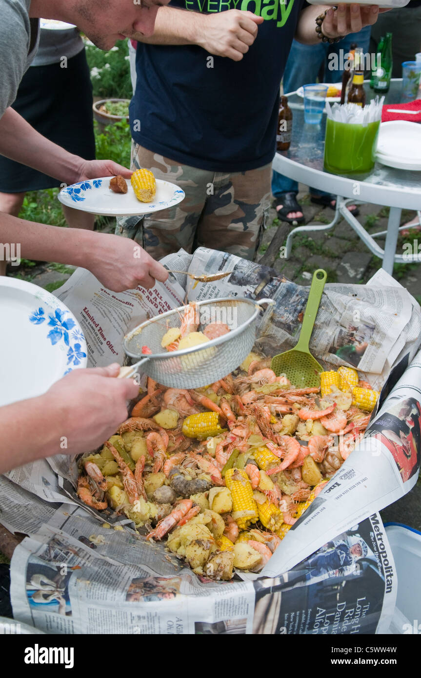 Southern shrimp boil Stock Photo
