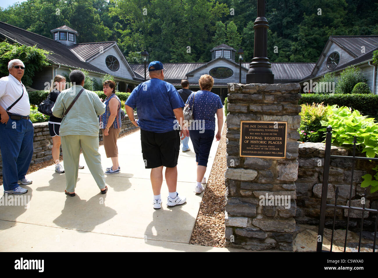 tourists visiting the jack daniels distillery Lynchburg , tennessee , usa Stock Photo