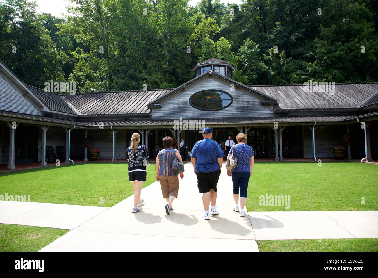 tourists visiting visitors center at jack daniels distillery Lynchburg , tennessee , usa Stock Photo