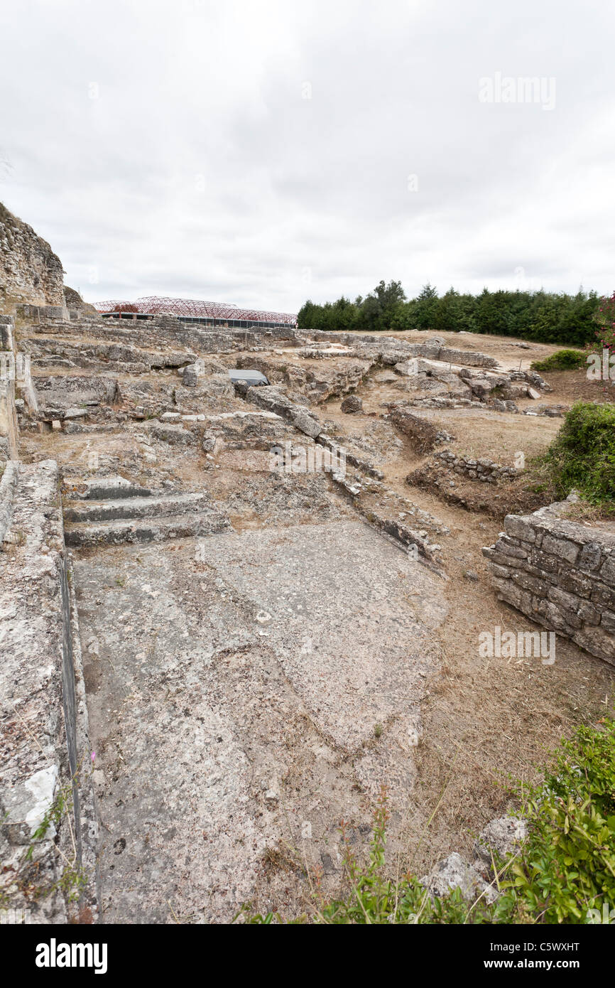 Natatio of the Baths of the Wall (Thermae) in Conimbriga, the best preserved Roman city ruins in Portugal. Stock Photo