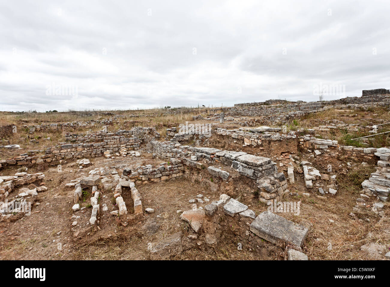 Basilica ruins in Conimbriga, the best preserved Roman city ruins in