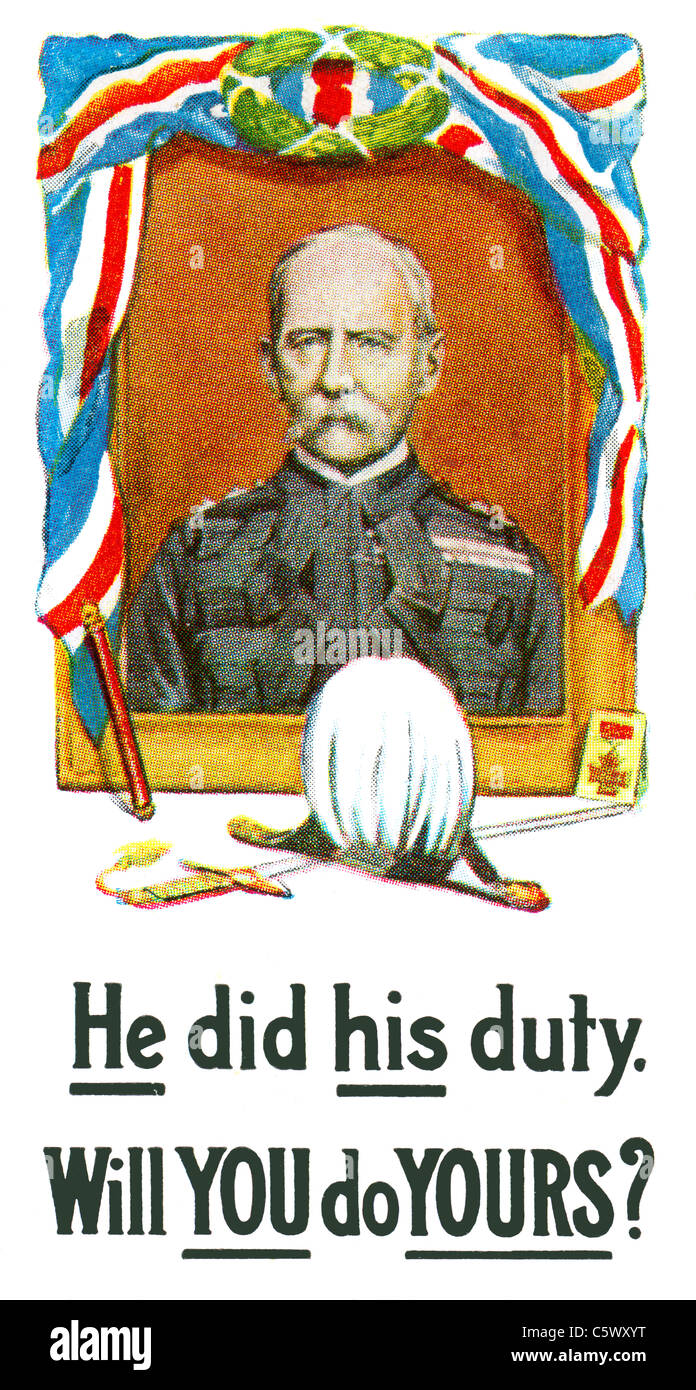 World War One Recruiting Poster - 'He did his duty. Will you do yours?' -  Lord Kitchener. DEL51 Stock Photo