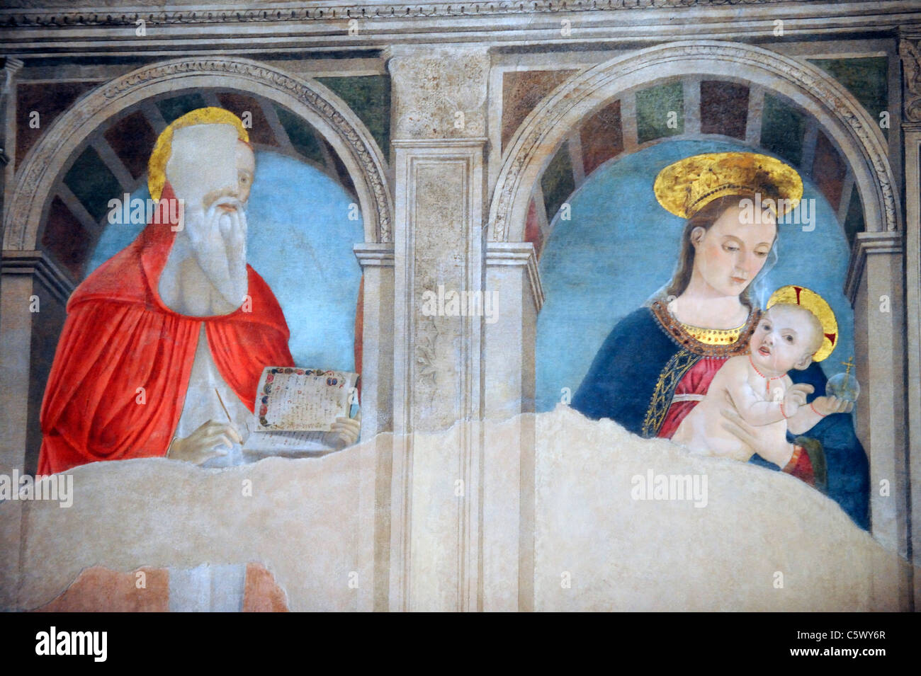 A fragment of the 'da Lendinara' frescoe by Cristoforo Canozi in the Bellincini Chapel of Modena Cathedral Stock Photo