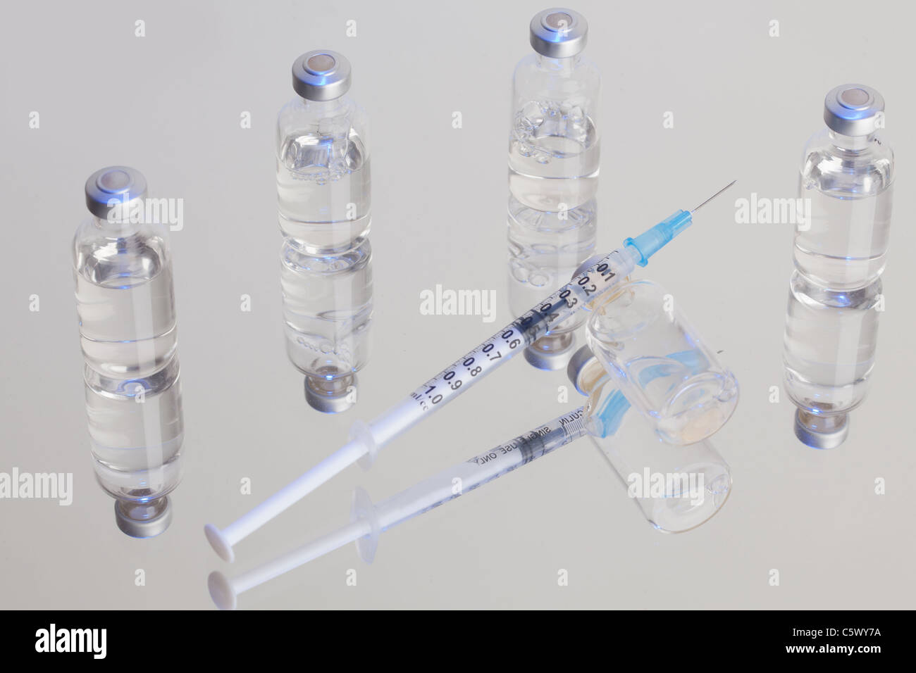 Medical Vials with Syringe Stock Photo