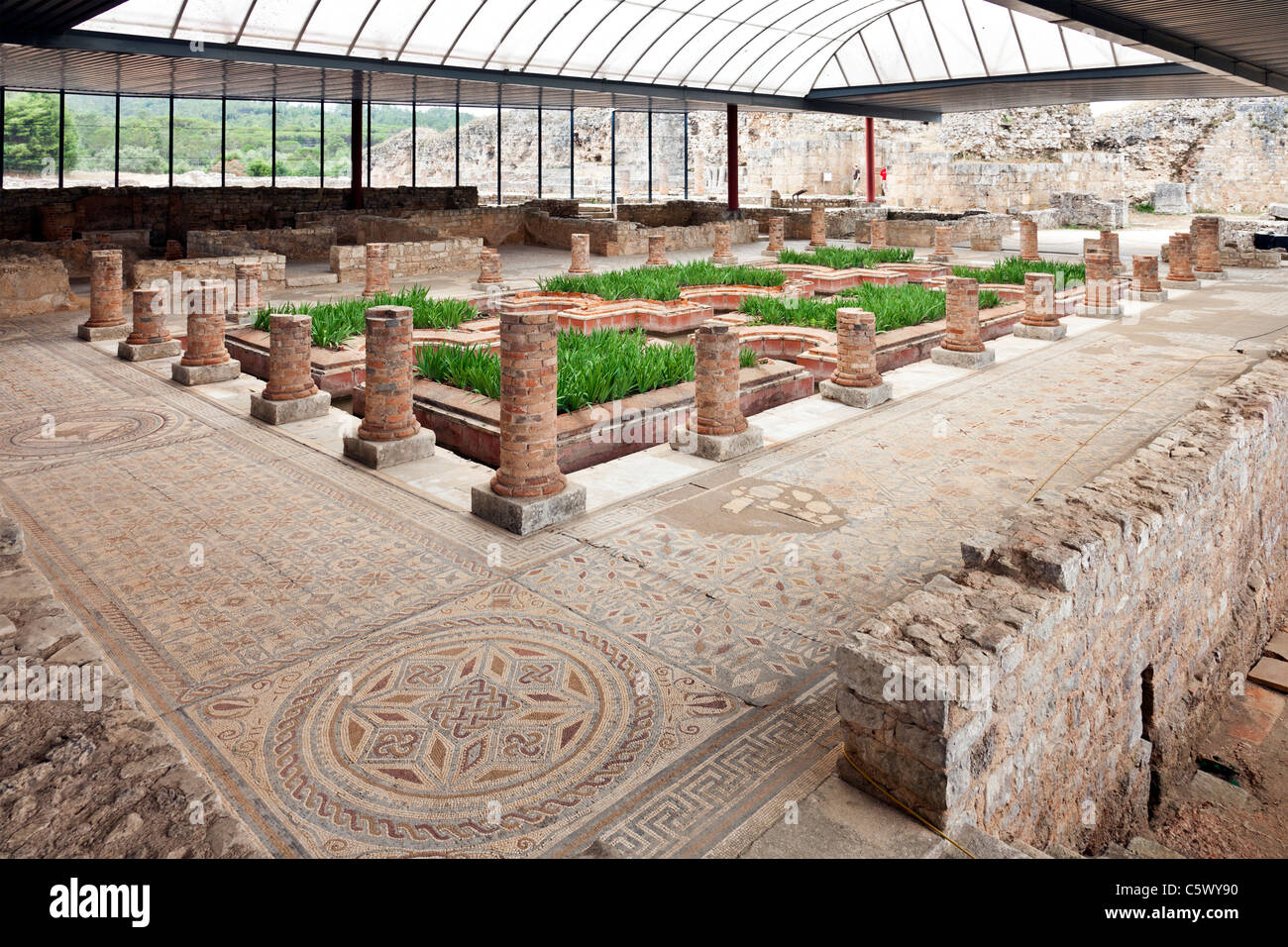 Peristyle with mosaics in the House of the Fountains Villa in