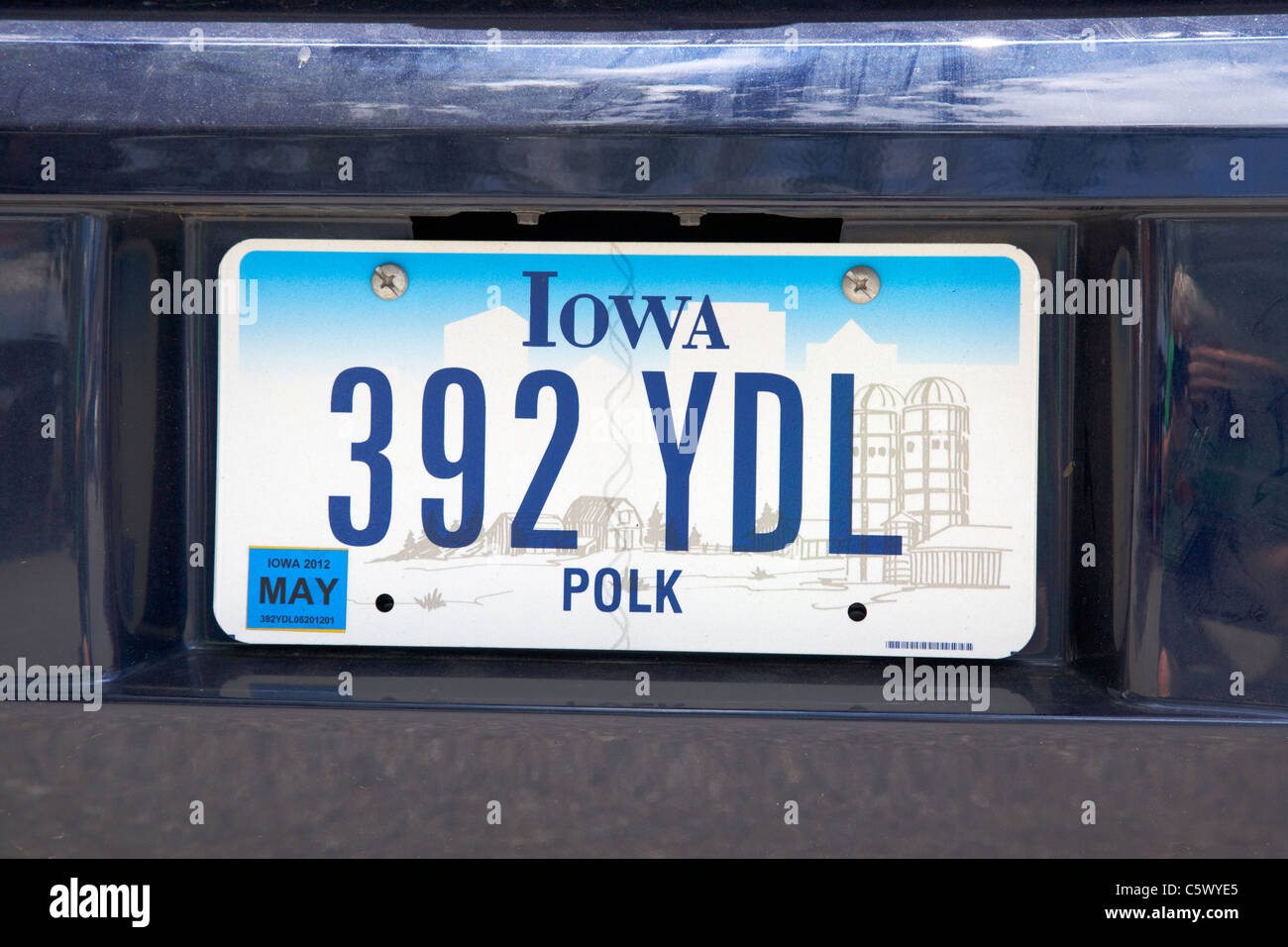 Iowa polk county vehicle license plate state usa Stock Photo