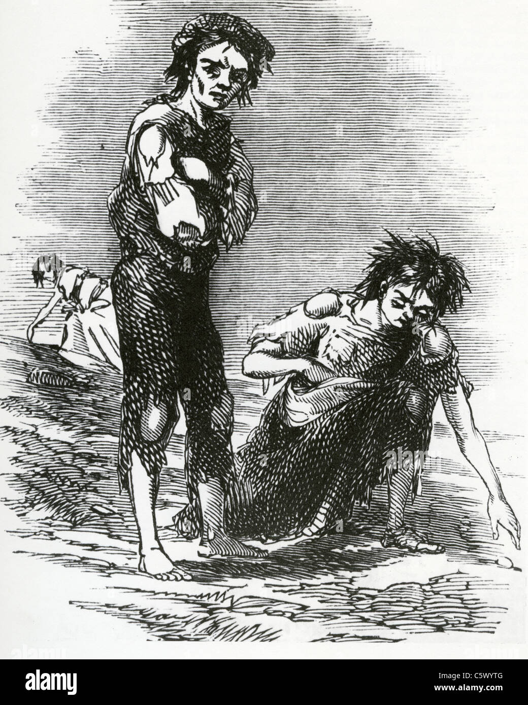 IRISH POTATO FAMINE  Engraving by James Mahoney commissioned by the Illustrated London News and published in 1847 Stock Photo