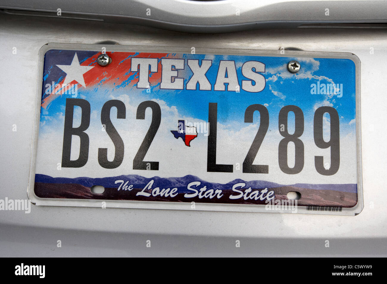 texas the lone star state vehicle license plate state usa Stock Photo