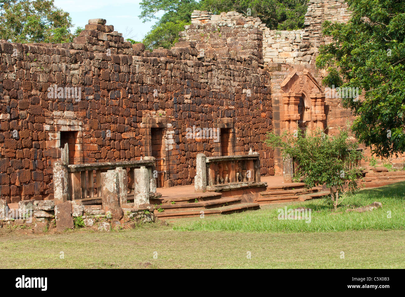 Ruins of the Jesuit reduction San Ignacio Mini, Cloister, Misiones Province, Argentina Stock Photo
