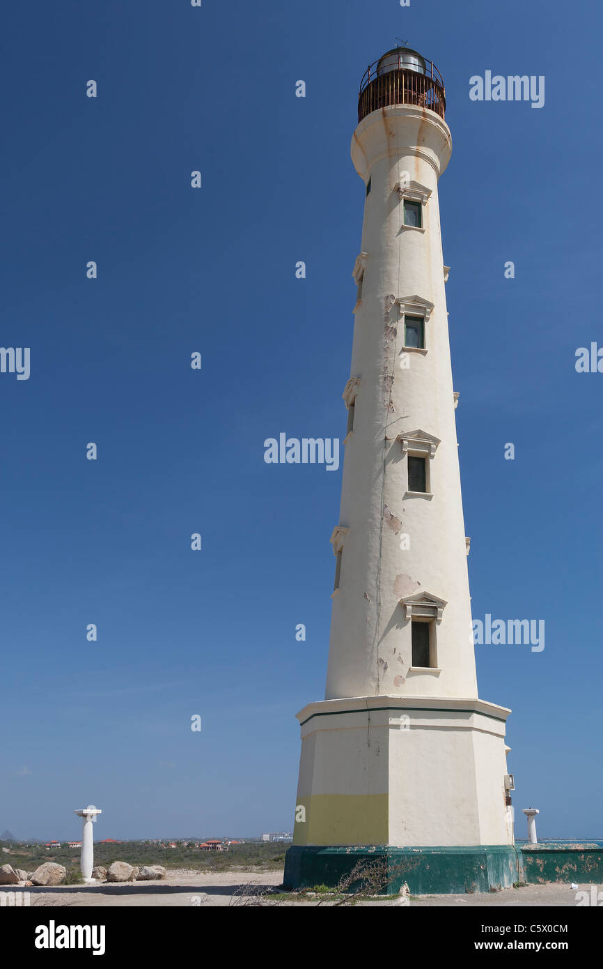 California lighthouse, Arashi Beach, Aruba, Dutch Caribbean Stock Photo
