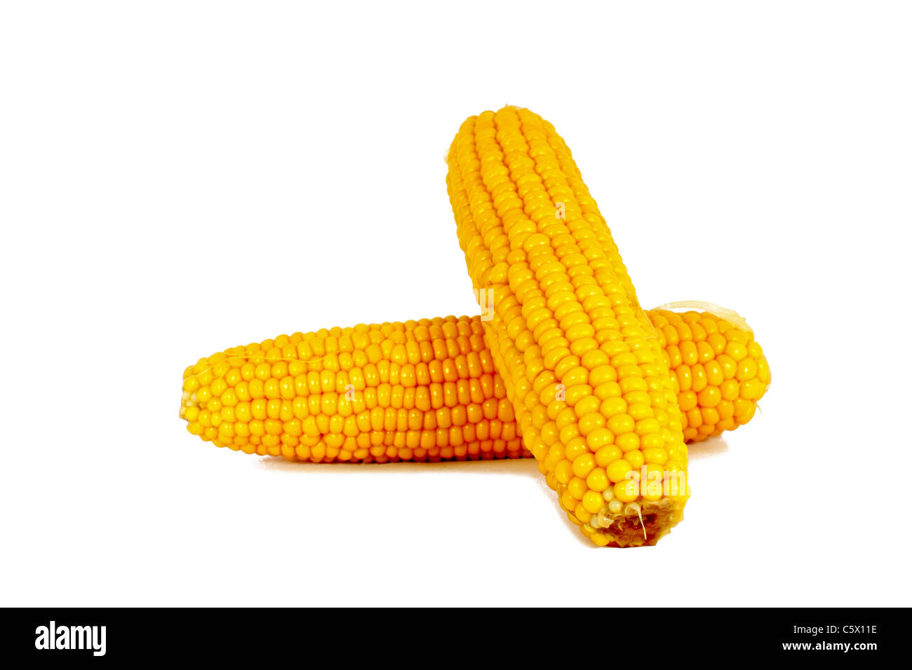 Cooked corn cob sweetcorn isolated on white Stock Photo