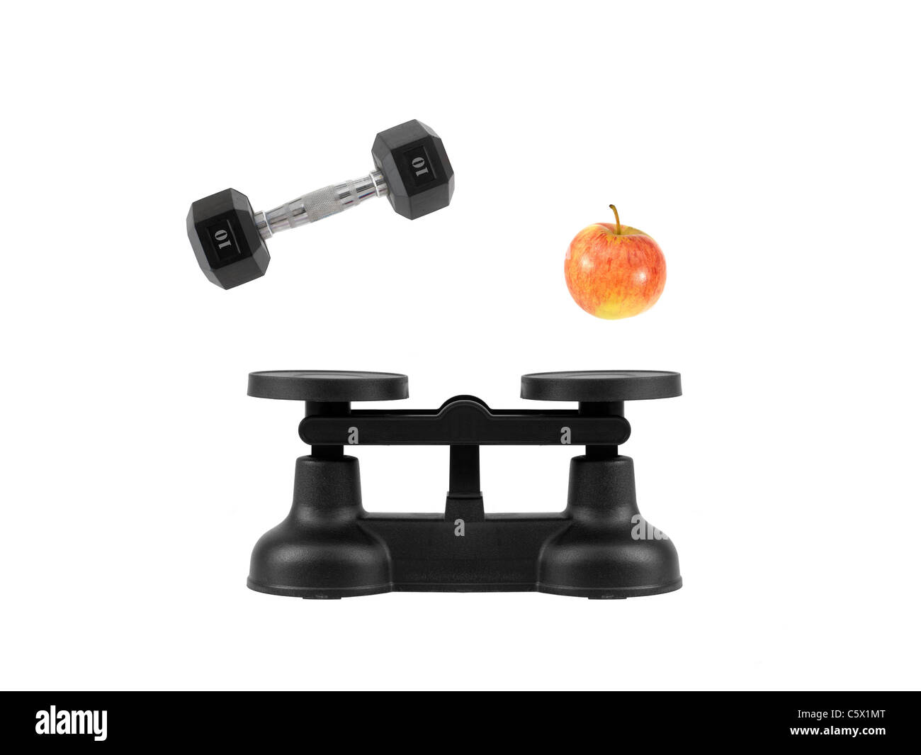 Kitchen balance scales isolated against a white background Stock Photo